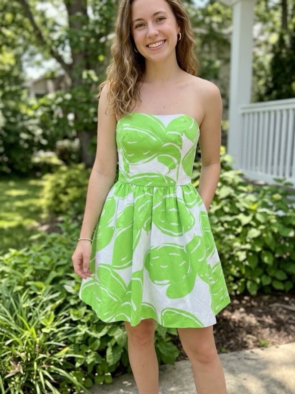 Lilly Pulitzer Lottie Strapless Dress 00 Stinger Green Resortwear Preppy